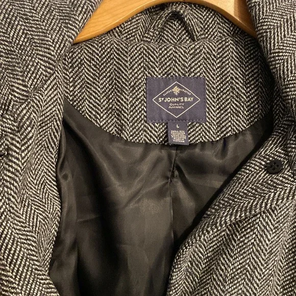 Black/Gray Herringbone Pattern Jacket - St. John’s Bay - Picture 3 of 5